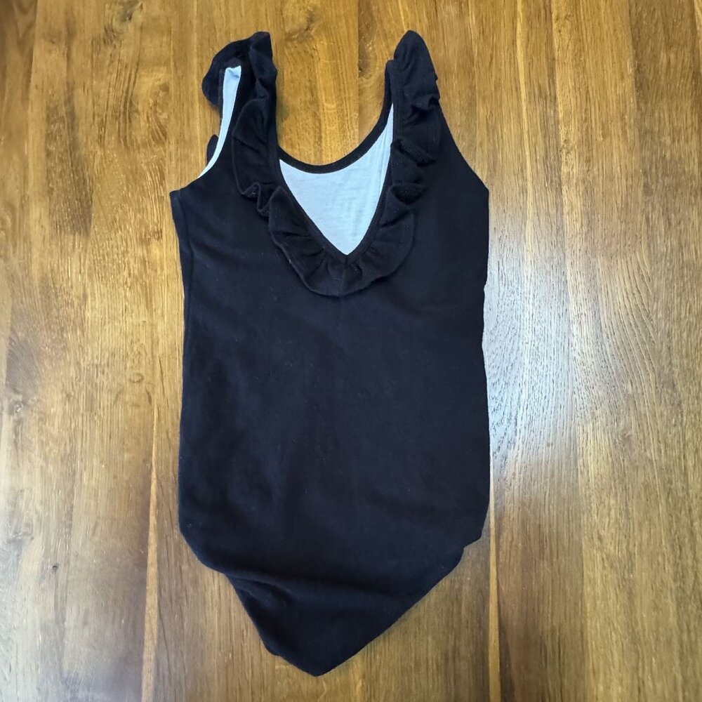REMIE GIRL Black Leotard Girls 4 4T Ruffle Tank Cotton Leo Girl Lined Solid - Picture 2 of 7